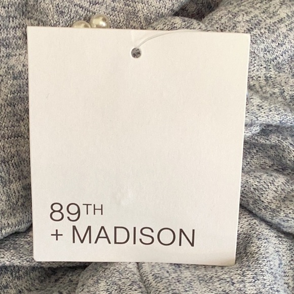 NWT 89th + Madison Artic Blue  Knit Sweater Pearl Embellished 3/4 Ballon Sleeves - Picture 6 of 7